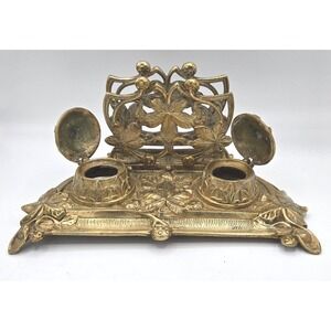 Antique‎ Art Nouveau Brass Desk Set